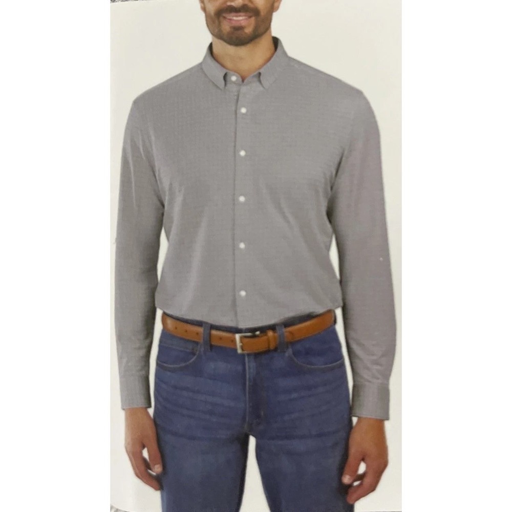 NEW Kirkland Signature Men's M Knit Button Up Shirt Modern Fit Plaid